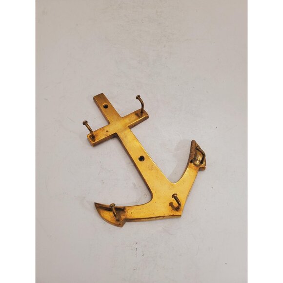 Vintage Brass Wall Key Holder Rack with five (5) Hooks | Mid Century Modern | - Picture 1 of 10